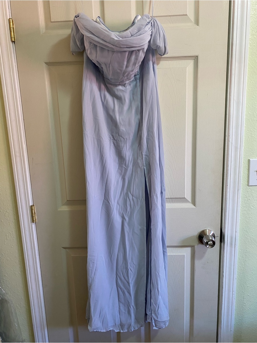 Birdy Grey Lavender Off-Shoulder Chiffon Maxi Dress